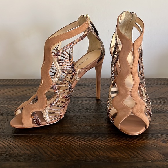 Alexandre Birman Snake/Suede Trim Heels, Sz 38 - Picture 5 of 10